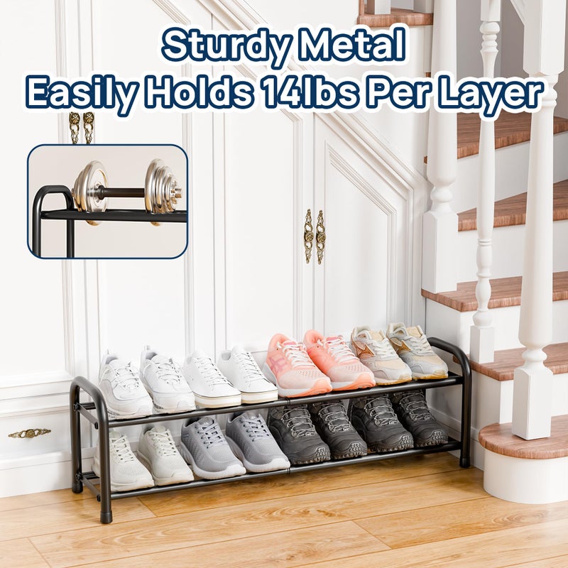 ENJOYBASICS Expandable Shoe Rack, 2 Tier Adjustable Shoe Organizer Shelf for Closet, Black Metal Free Standing Shoe Rack Storage for Small Space, Entryway - Image 5