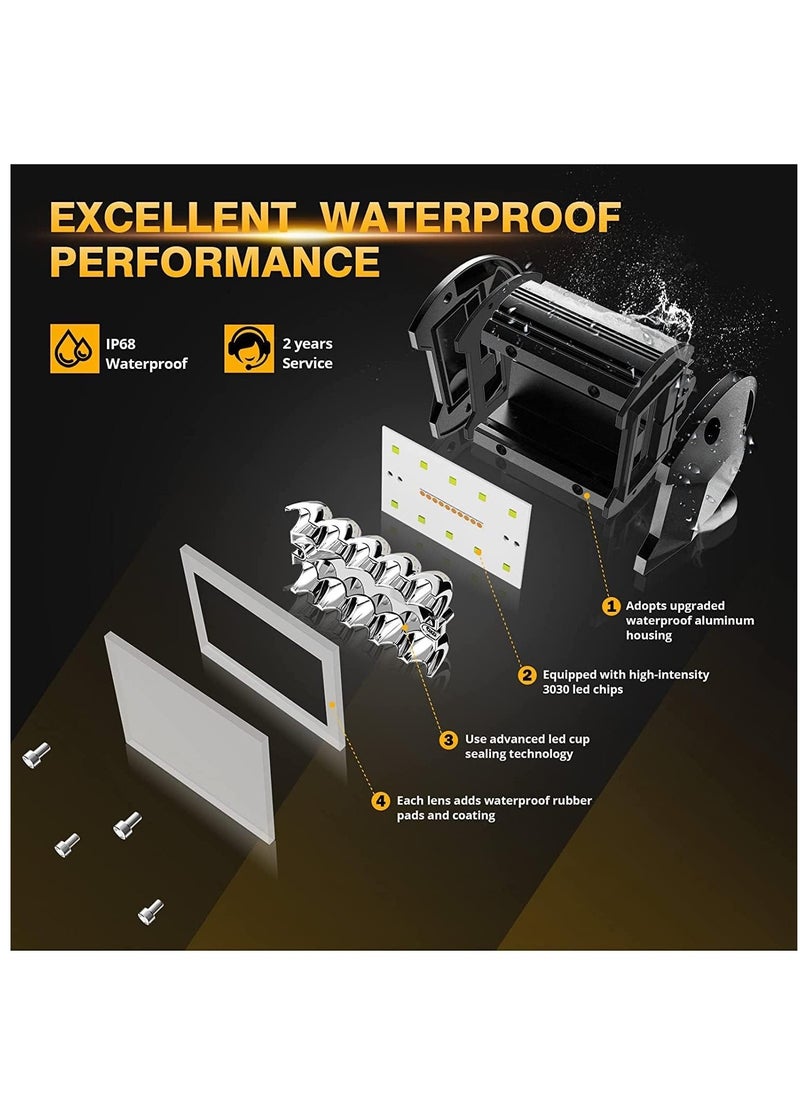 Loquat 2 Pack Amber White LED Light Pod, 6Modes Strobe Fog Light Bar with Wiring Harness, 12000LM Offroad Light Warning Light for Truck Jeep Motorcycle - Image 4