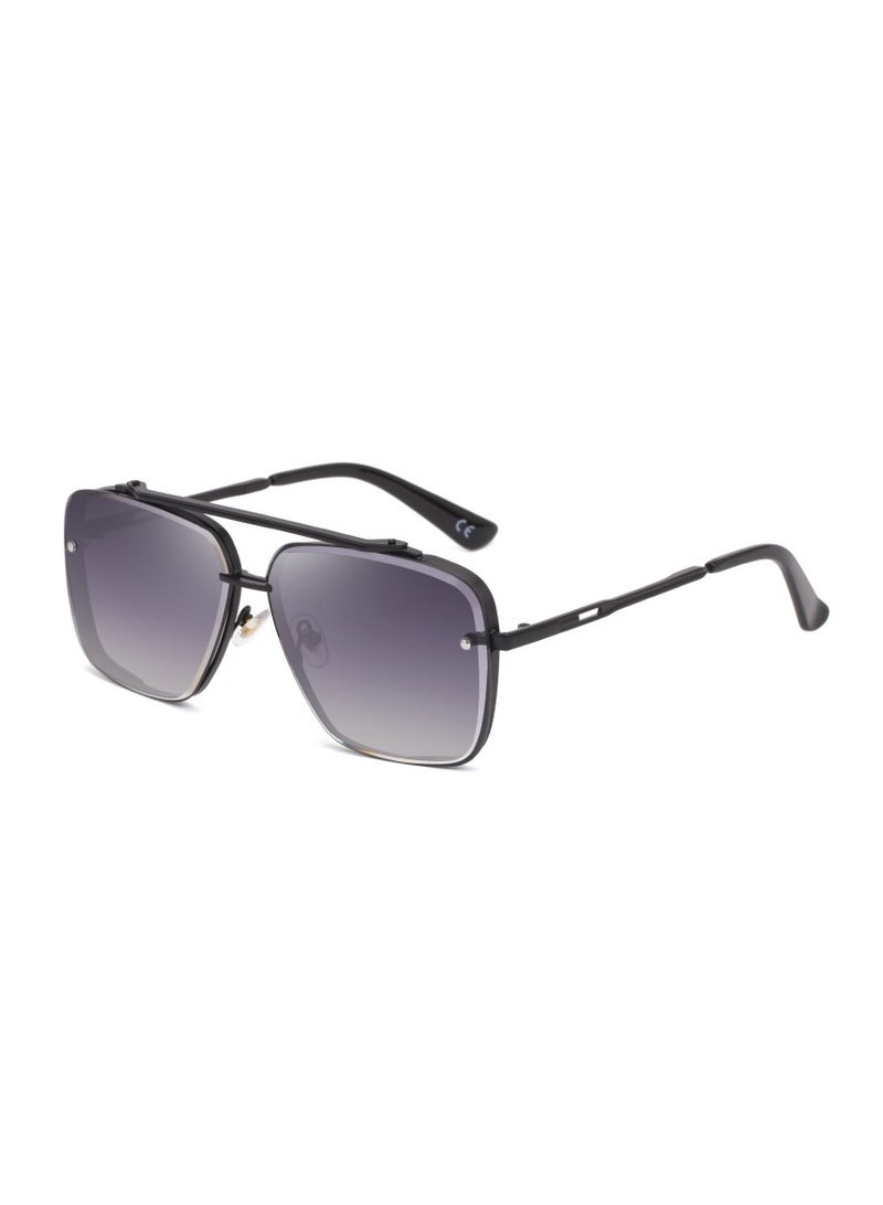 زد Square frame sunglasses Men's fashion metal rimless cut edge sunglasses black frame double gray pieces 