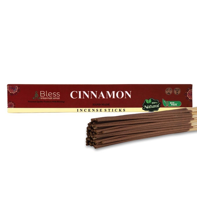 BLESSCINNAMON 100NATURALHANDMADEHANDDIPPEDINCENSESTICKS ORGANICCHEMICALSCHARCOALFREE PURIFICATIONRELAXATIONPOSITIVITYYOGAMEDITATION BESTWOODSSCENT 25 STICKS 40GM