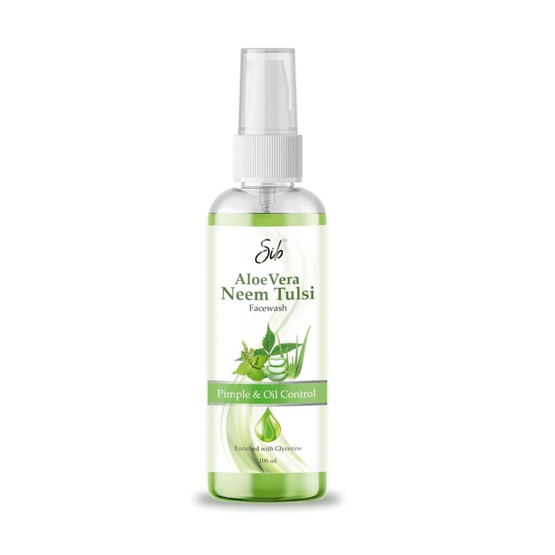 SIB Sib Fresh Neem Tulsi and Aloe Vera Pimple Control Face Wash for Men Women Glowing Bright Skin and Oil Control Face Wash Suitable for All Skin Types 100 ML Pack of 1 - Image 1