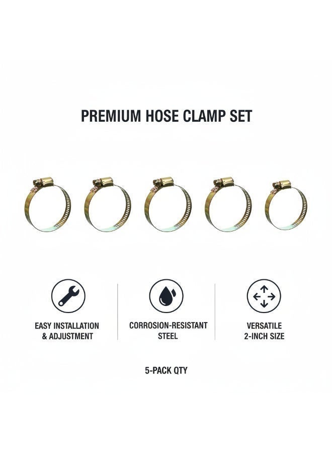 Universal Metal Hose Clamp Adjustable Worm Drive Pipe Clip Heavy Duty Gas Hose Clamp Rust Resistant Fastening Clamp for Air Water Fuel Hoses 5 Pecies (3.5 Inch) - Image 3