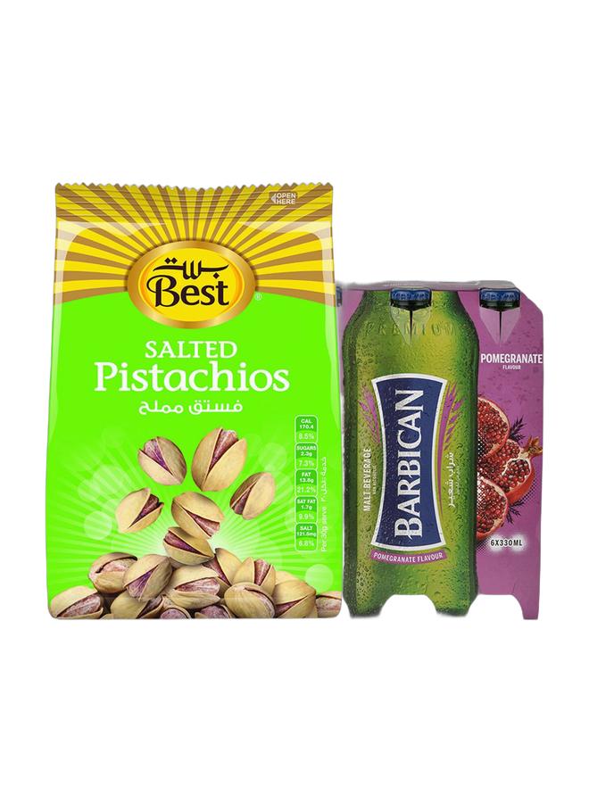 noon Best Salted Pistachios 150grams + Barbican Pomegranate Flavoured Non-Alcoholic Malt Beverage NRB Pomegranate 330ml Pack of 6 - Image 1