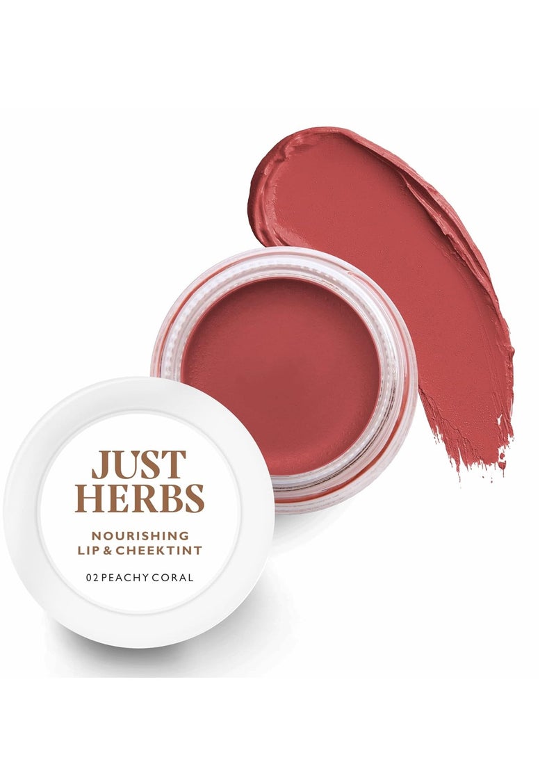 Just Herbs Just Herbs Ayurvedic, Natural Lip AND Cheek Tint Blush Sls Chemical Paraben Free 02 Peachy Coral Creamy Matte  - Image 1