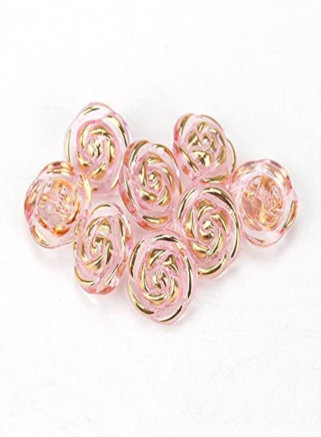 vingol 30 Pcs Acrylic Rose Flower Buttons Shirt Buttons Sewing Accessories DIY Crafts (Light Pink, 12.5mm) - Image 1