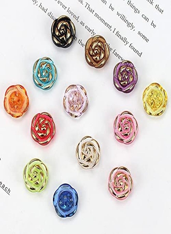 vingol 30 Pcs Acrylic Rose Flower Buttons Shirt Buttons Sewing Accessories DIY Crafts (Light Pink, 12.5mm) - Image 4