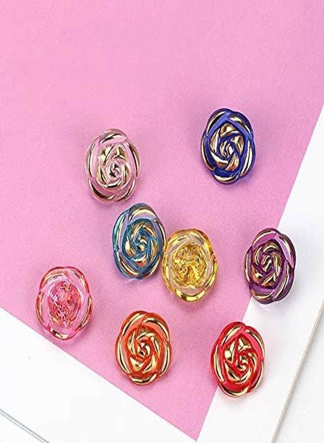 vingol 30 Pcs Acrylic Rose Flower Buttons Shirt Buttons Sewing Accessories DIY Crafts (Light Pink, 12.5mm) - Image 5