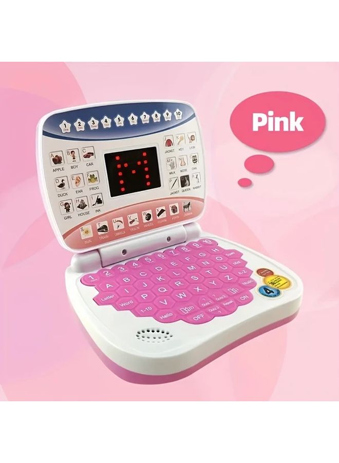 Pink Mini Learning Computer Educational Toy For Kids Letters Numbers Music - Image 1