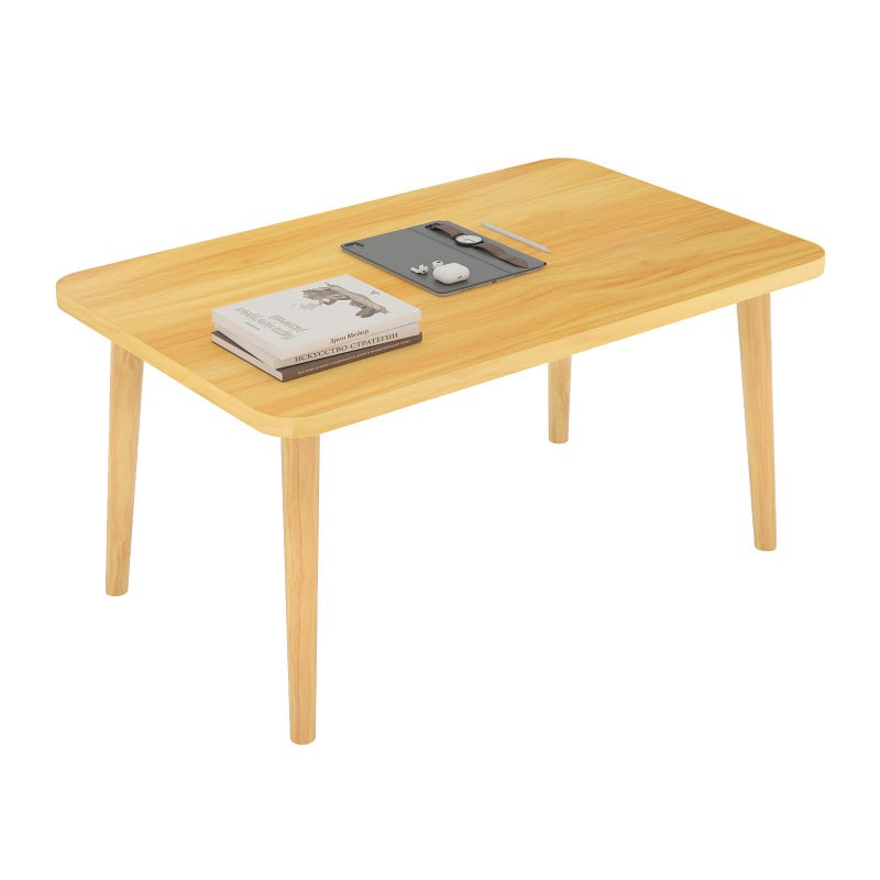 Funecy Square Coffee Table Low Table with 4 Solid Wood Sturdy Legs,Floor Table Desk for Sitting on The Floor,19.7"D x 31.5"W x 16"H Inches,Living Room/Toy room Furniture,Rental house Furniture(Natural) - Image 1