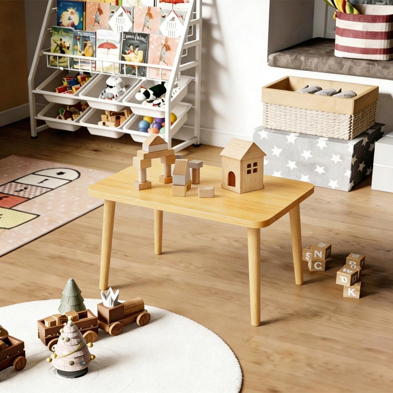 Funecy Square Coffee Table Low Table with 4 Solid Wood Sturdy Legs,Floor Table Desk for Sitting on The Floor,19.7"D x 31.5"W x 16"H Inches,Living Room/Toy room Furniture,Rental house Furniture(Natural) - Image 4