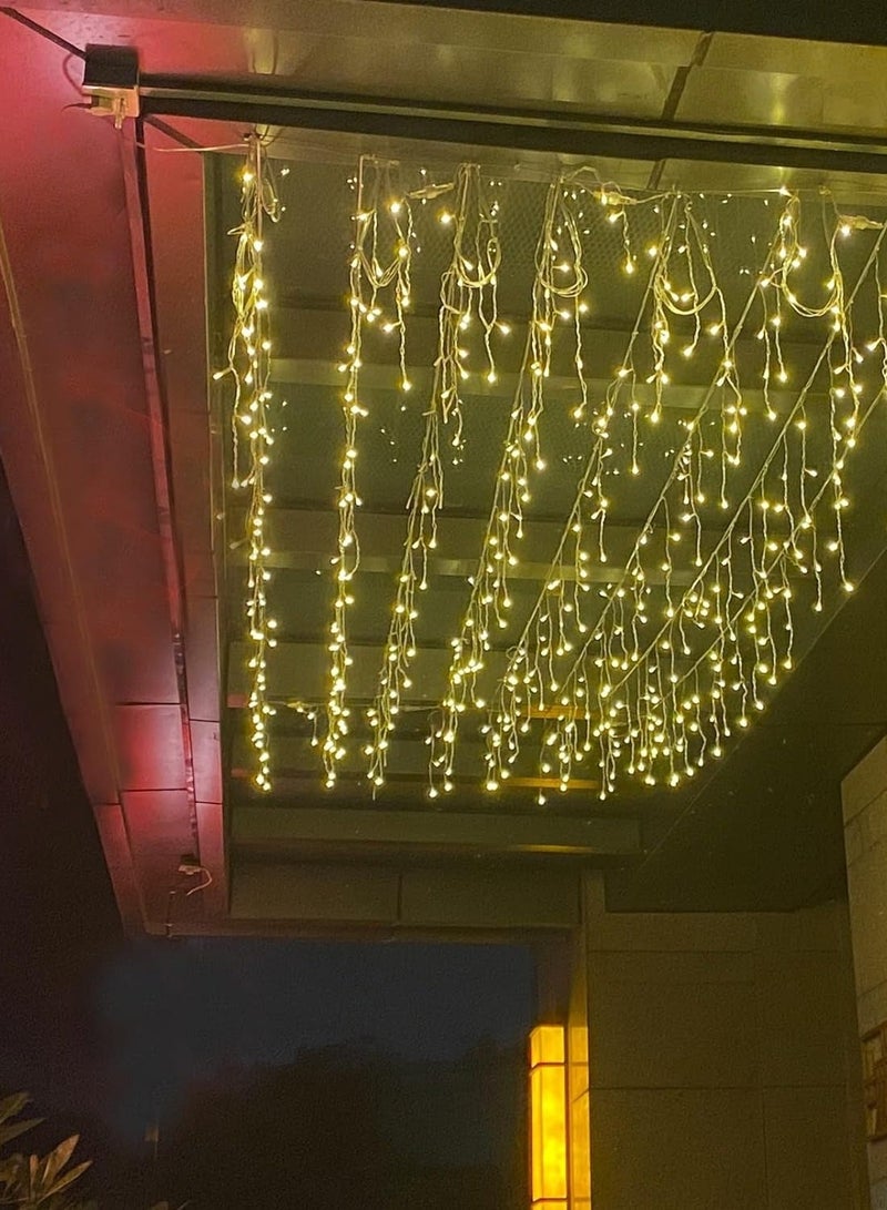 ال سي أضواء ستائر LED بيضاء دافئة على شكل سلسلة ثلجية خرافية للديكور - Image 2