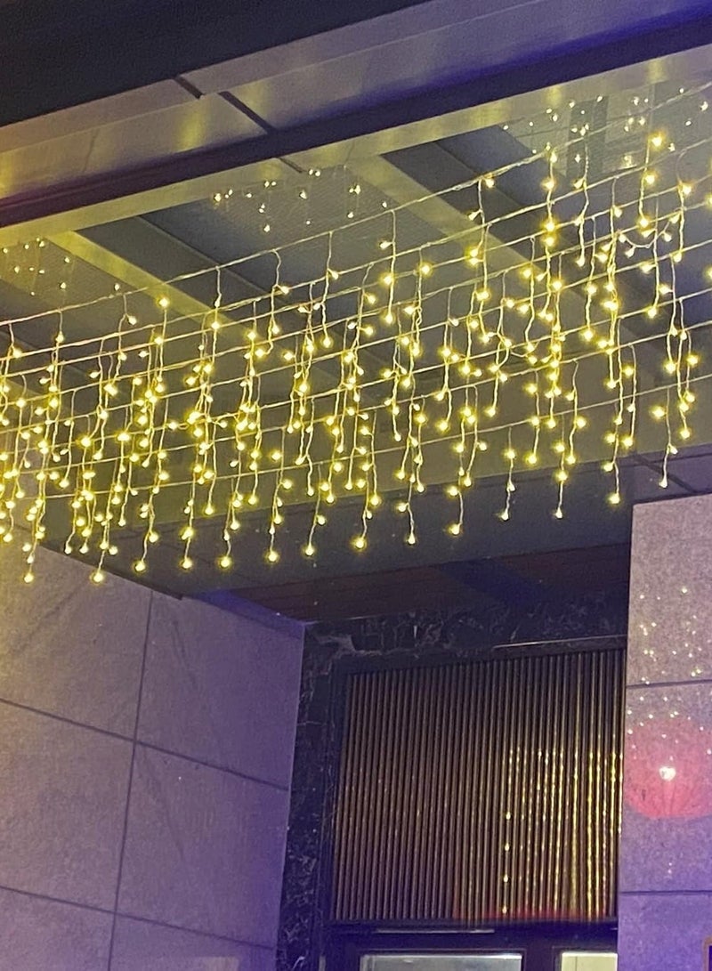 ال سي أضواء ستائر LED بيضاء دافئة على شكل سلسلة ثلجية خرافية للديكور - Image 1