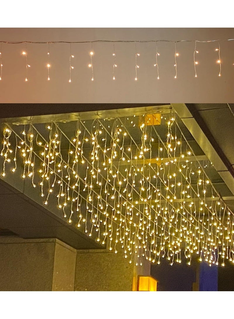 ال سي أضواء ستائر LED بيضاء دافئة على شكل سلسلة ثلجية خرافية للديكور - Image 4