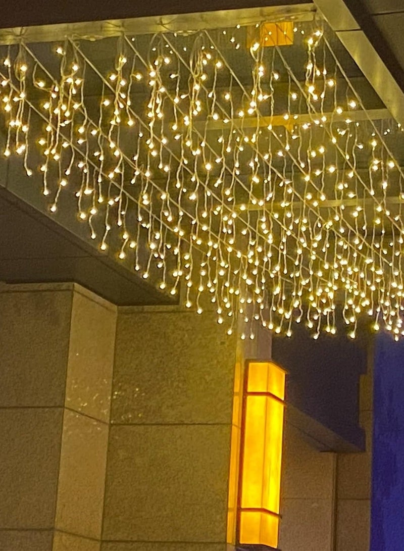 ال سي أضواء ستائر LED بيضاء دافئة على شكل سلسلة ثلجية خرافية للديكور - Image 3