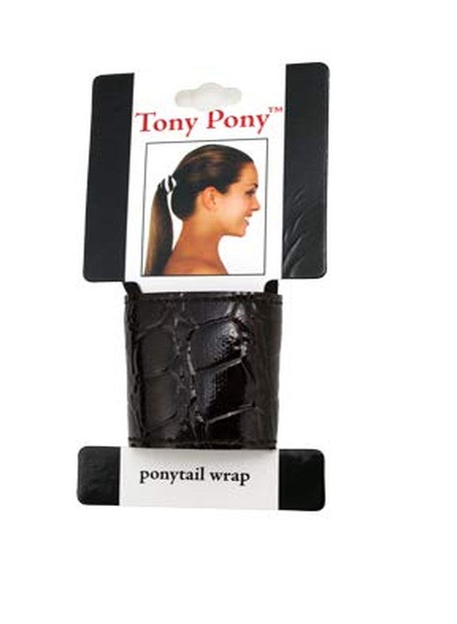 Mia Tony Pony, Ponytail Cuff, Hair Accessory, Embossed Crocodile Design Patent Leather, on Elastic Rubber Band, Beautiful Chocolate Brown, 1.75 Inches Wide, for Women and Girls, 1pc - Image 2