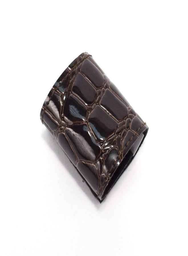 Mia Tony Pony, Ponytail Cuff, Hair Accessory, Embossed Crocodile Design Patent Leather, on Elastic Rubber Band, Beautiful Chocolate Brown, 1.75 Inches Wide, for Women and Girls, 1pc - Image 1
