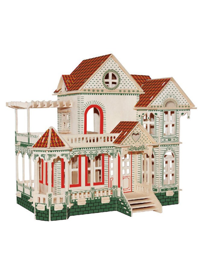 Generic - Creative Early Education Jigsaw Puzzle Children's Puzzle Classical Architectural Simulation Wooden Jigsaw Puzzle Can Be Sent On Behalf-Color:Little Flower Villa - Image 1