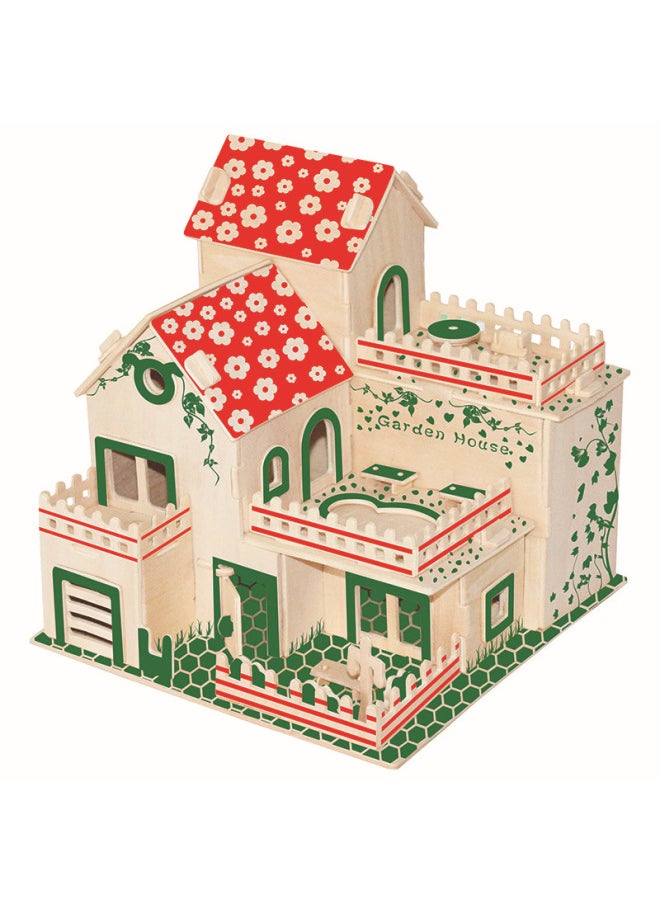 Generic - Creative Early Education Jigsaw Puzzle Children's Puzzle Classical Architectural Simulation Wooden Jigsaw Puzzle Can Be Sent On Behalf-Color:Little Flower Villa - Image 1