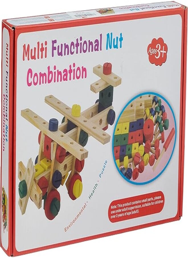 Multi-functional nut combination wooden construction screw and joints set toy for kids 