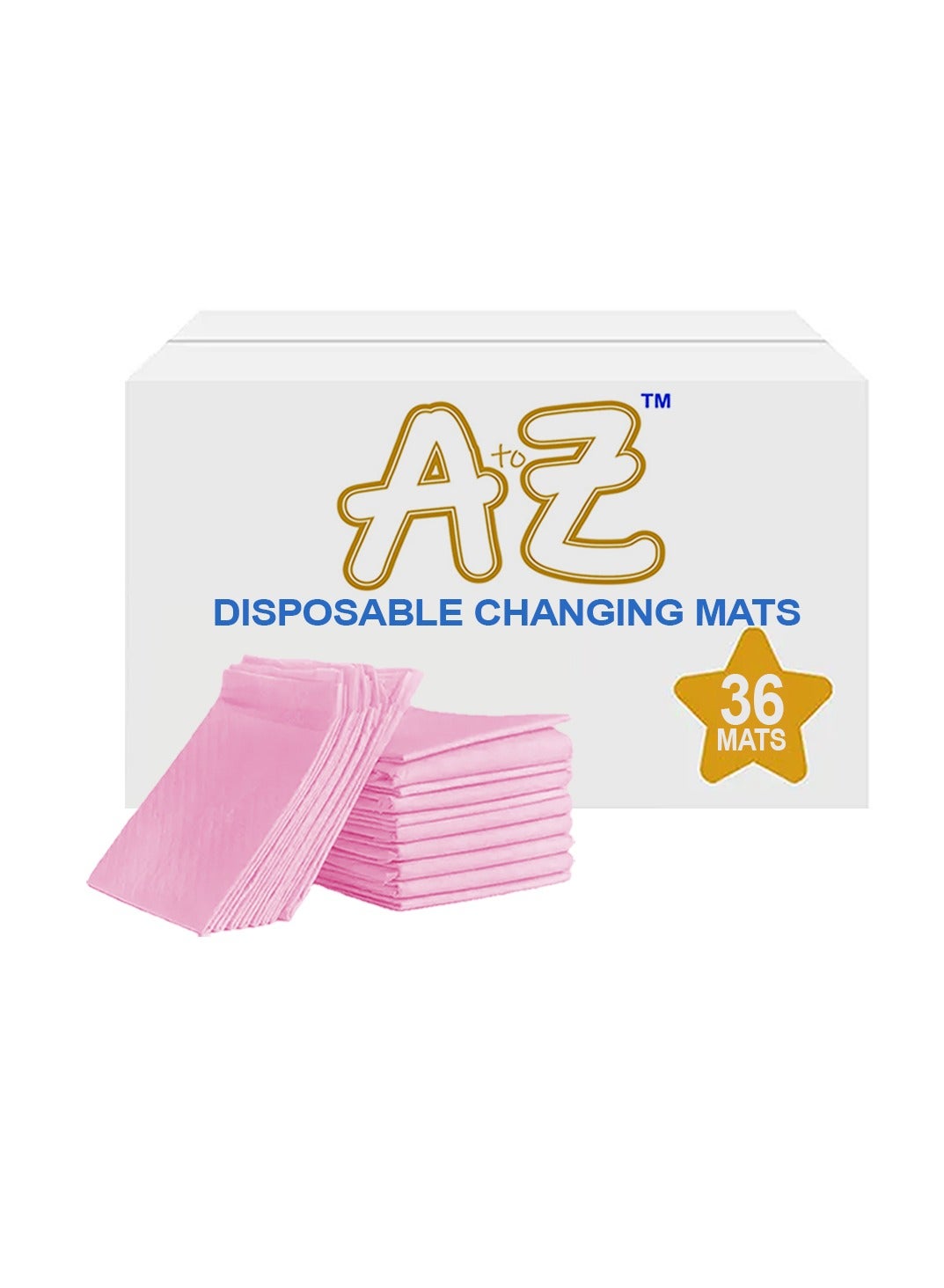 A to Z - Disposable Changing Mat size (45cm x 60cm) Large- Premium Quality for Baby Soft Ultra Absorbent Waterproof - Pack of 36 - Pink