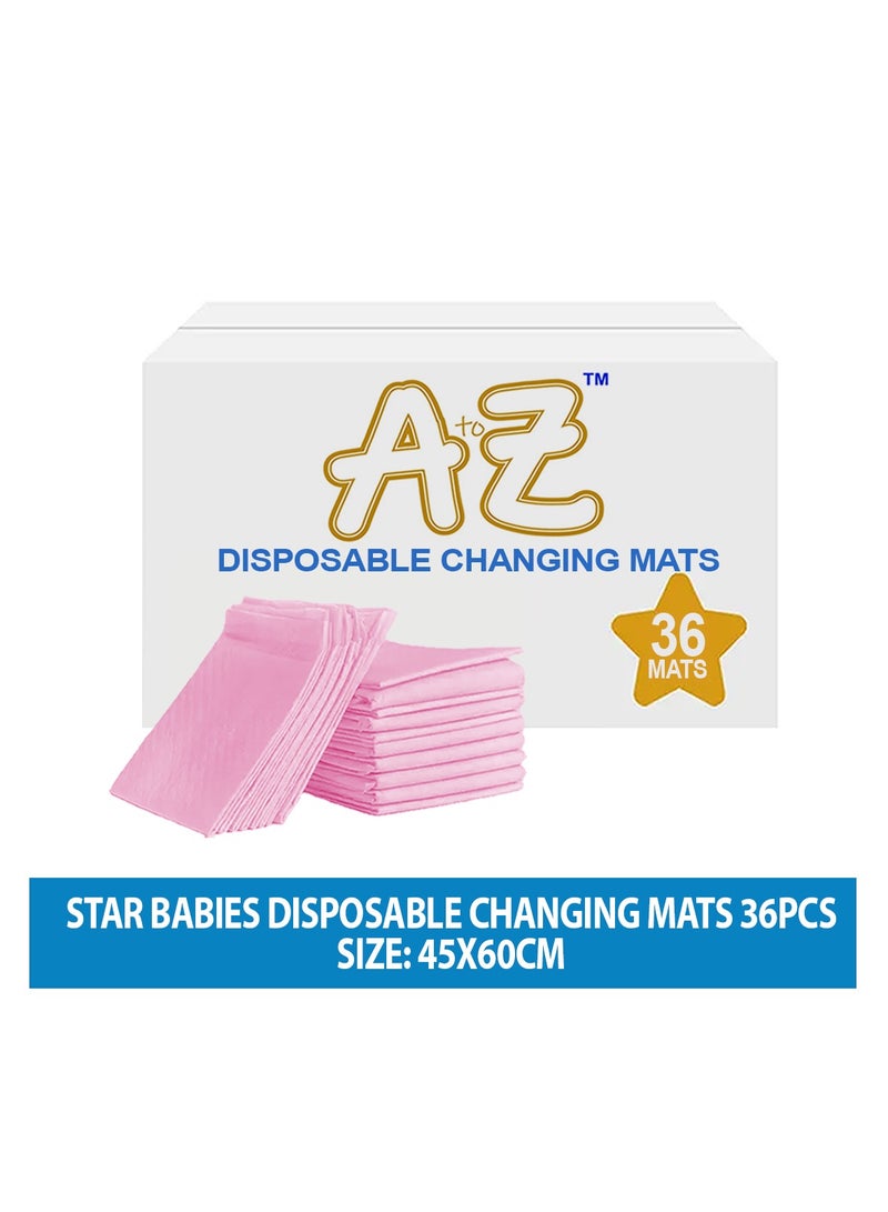 A TO Z A to Z - Disposable Changing Mat size (45cm x 60cm) Large- Premium Quality for Baby Soft Ultra Absorbent Waterproof - Pack of 36 - Pink - Image 2