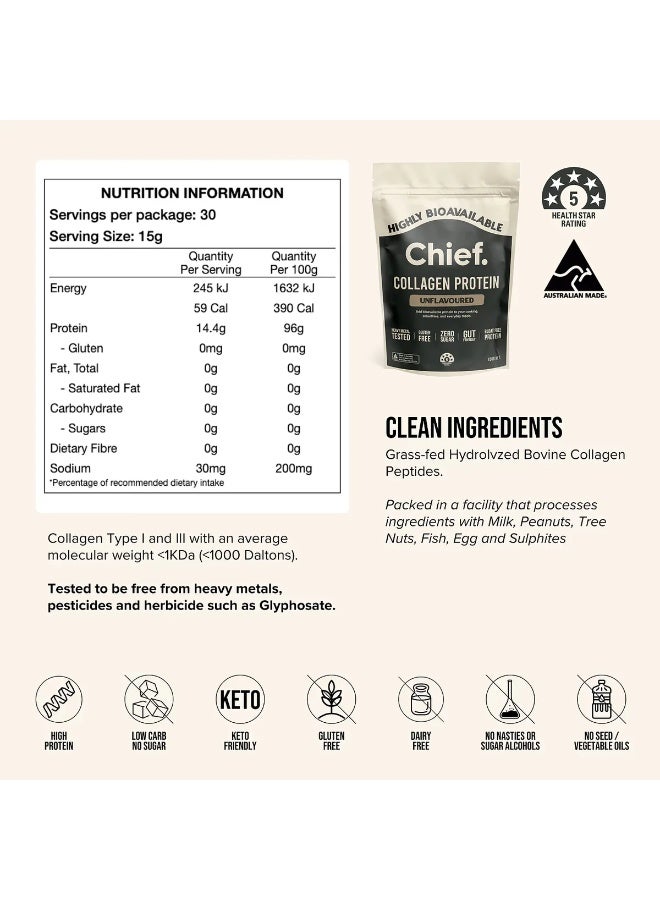 Chief Grass-Fed Collagen Protein Powder – Unflavoured, 30 Servings - Image 4