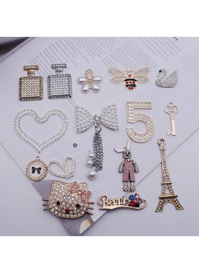 Generic - Perfume Bottle Diy Jewelry Accessories Diamond Pearl Bow Pendant Bottle Purse Mobile Phone Shell Decorative Alloy Material-Specifications Support Image Upload:9. The Key - Image 1