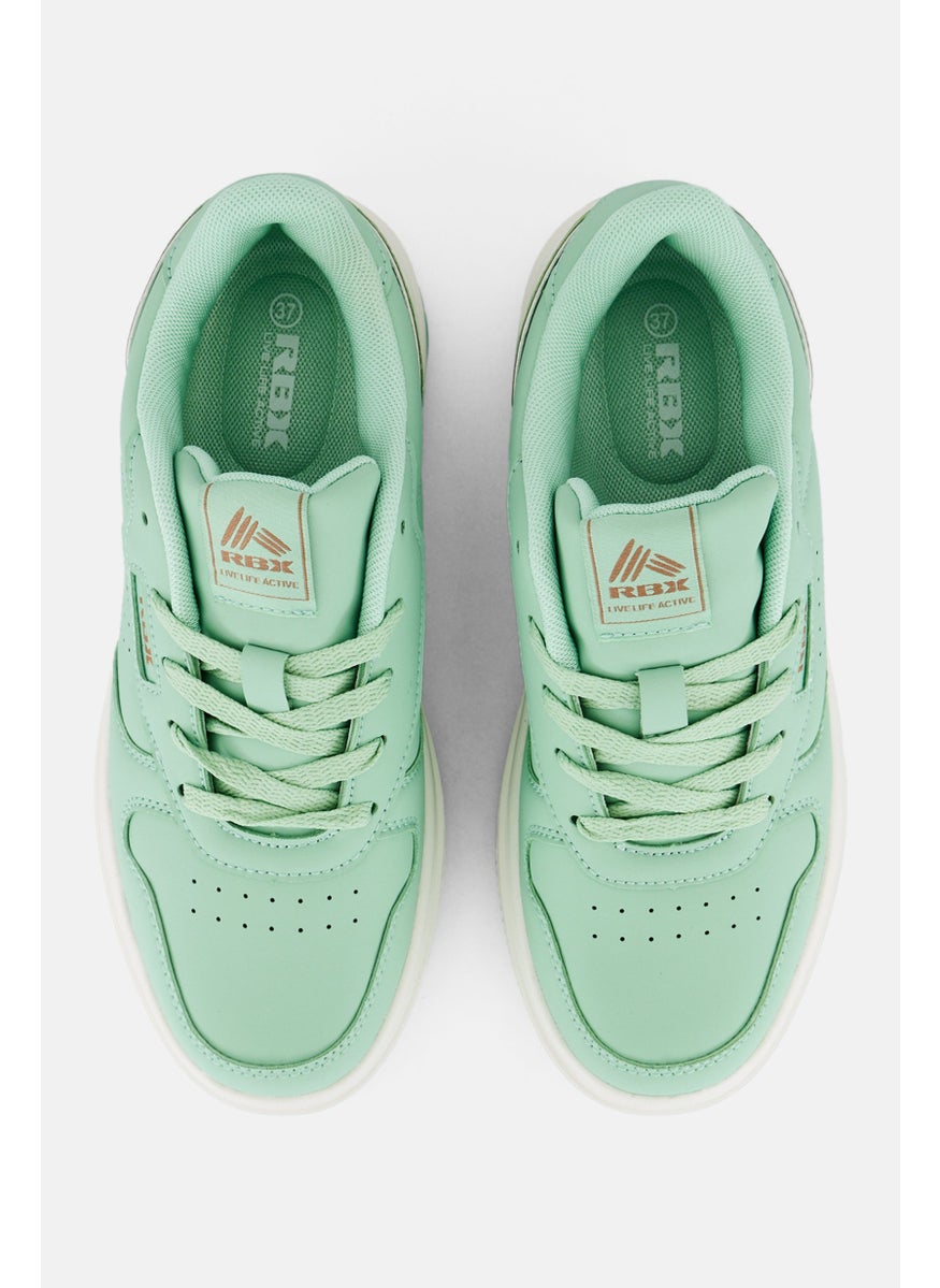 RBX Women Brand Logo Lace Up Hiking Shoes, Mint Green  - Image 2