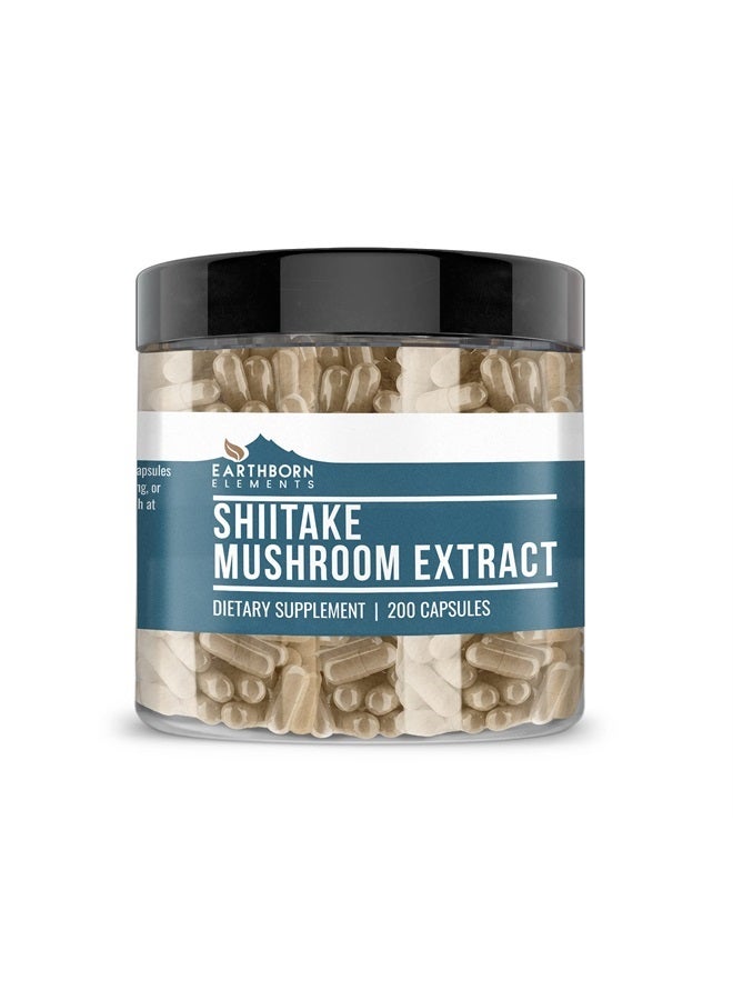 earthborn elements Shiitake Mushroom Extract 200 Capsules, Pure & Undiluted, No Additives - Image 1