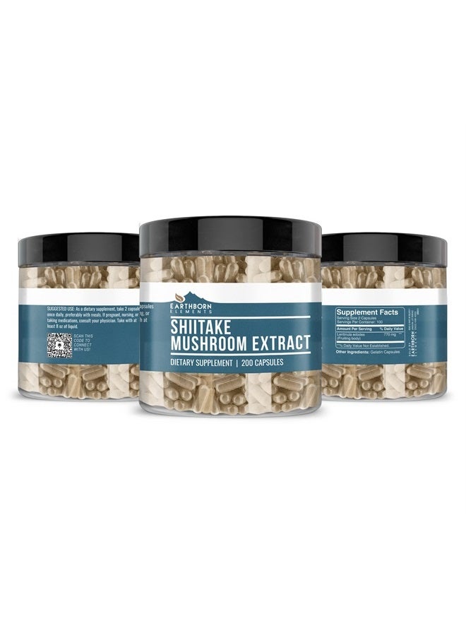 earthborn elements Shiitake Mushroom Extract 200 Capsules, Pure & Undiluted, No Additives - Image 2