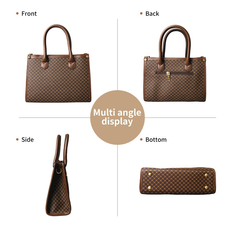 Tigpoy 3pcs Purses and Handbags Set for Women, Top-Handle Tote, Satchel Shoulder Bag & Matching Wallet, Vegan Leather Crossbody Hobo Bag (Coffee) - Image 5