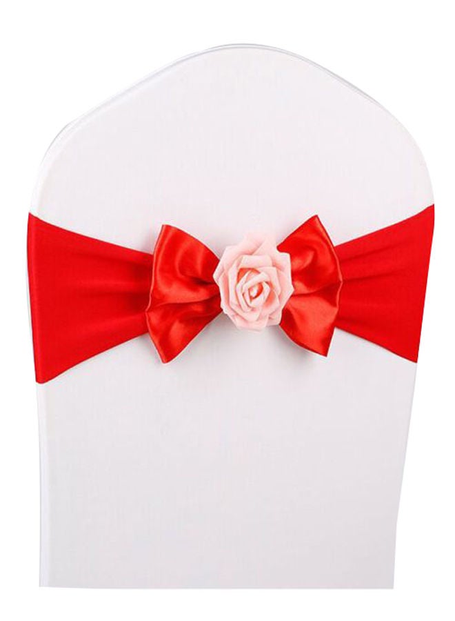 NIBEMINENT Chair Sash Bow Elastic Back Tie Bands for Wedding/Party/Ceremony/Banquet Red/Pink
