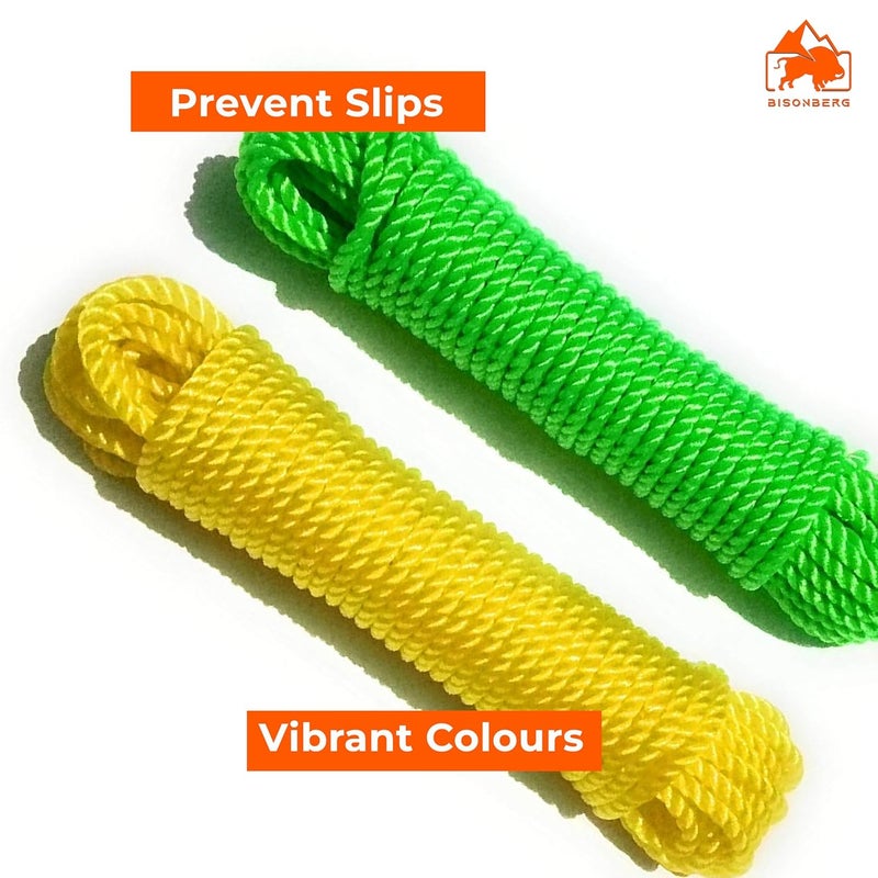 BISONBERG Washing line Nylon Rope for Hanging Clothes Multicolor Hanging Rope for Both Indoor and Outdoor Purpose Approx 8 Meter Length Pack of 2 - Image 3