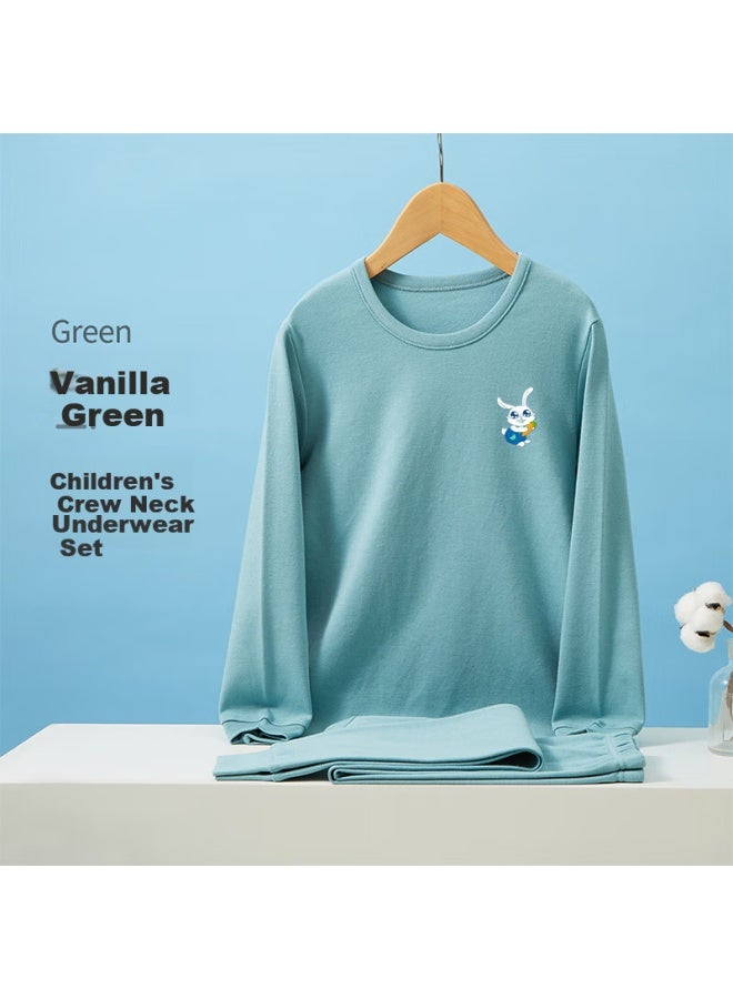 Children'S Underwear Set, Boys' Pure Cotton Mid-High Collar Autumn Top And Pants, Kids' Base Layer Cotton And Wool Set - Image 1