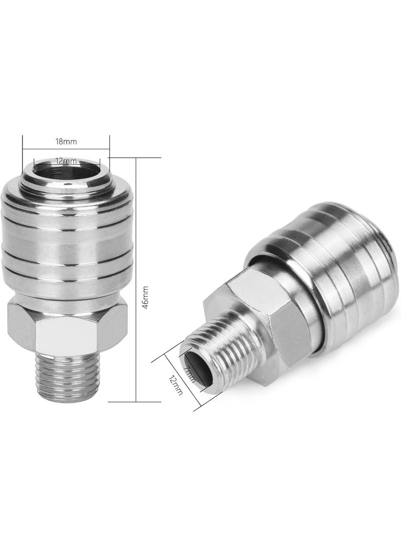 10 pcs Air Line Connectors Euro Airline Hose Compressor Fittings 1/4" BSP Air Coupler and Plug Kit Couplings Connector Male Female - Image 3