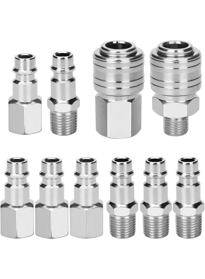 10 pcs Air Line Connectors Euro Airline Hose Compressor Fittings 1/4" BSP Air Coupler and Plug Kit Couplings Connector Male Female - Image 1