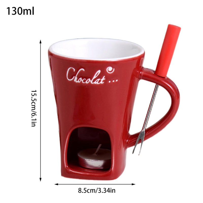 Red Ceramic Chocolate Fondue Mug Melting Pot for Cheese Candy Seafood Sauce Party - Image 5