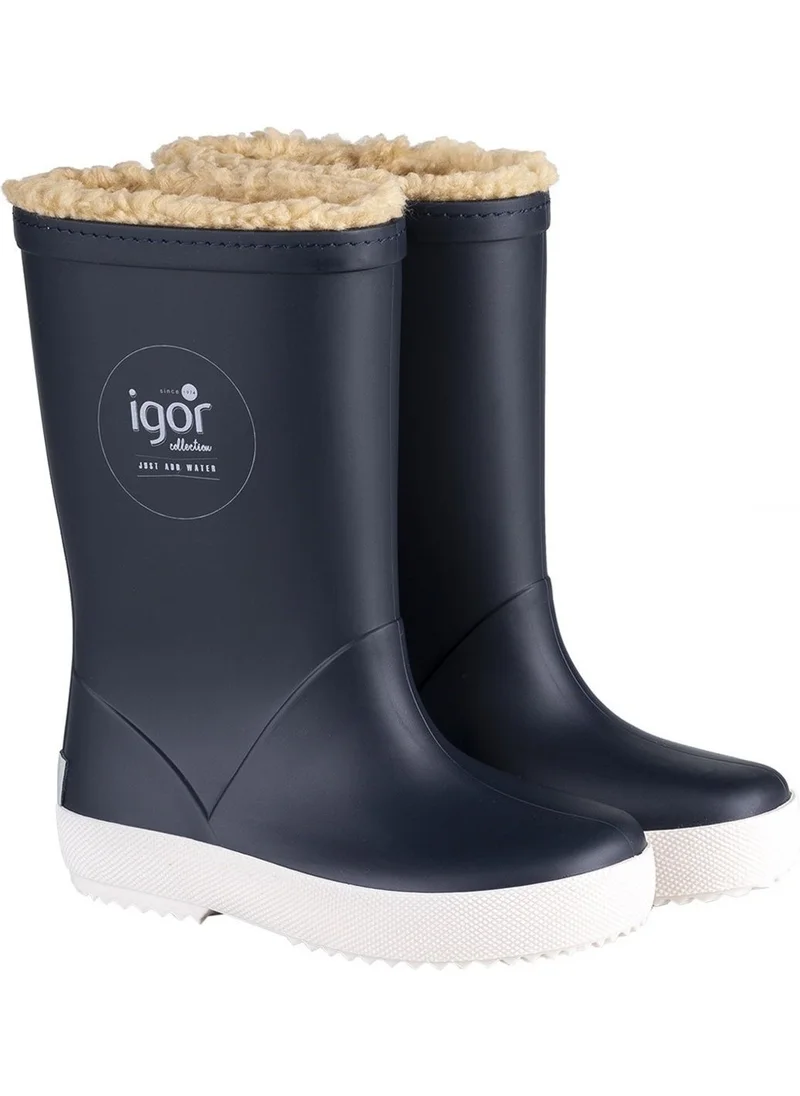ايجور Splash Nautico Children's Furry Navy Blue Rain Boots W10207-003 V4