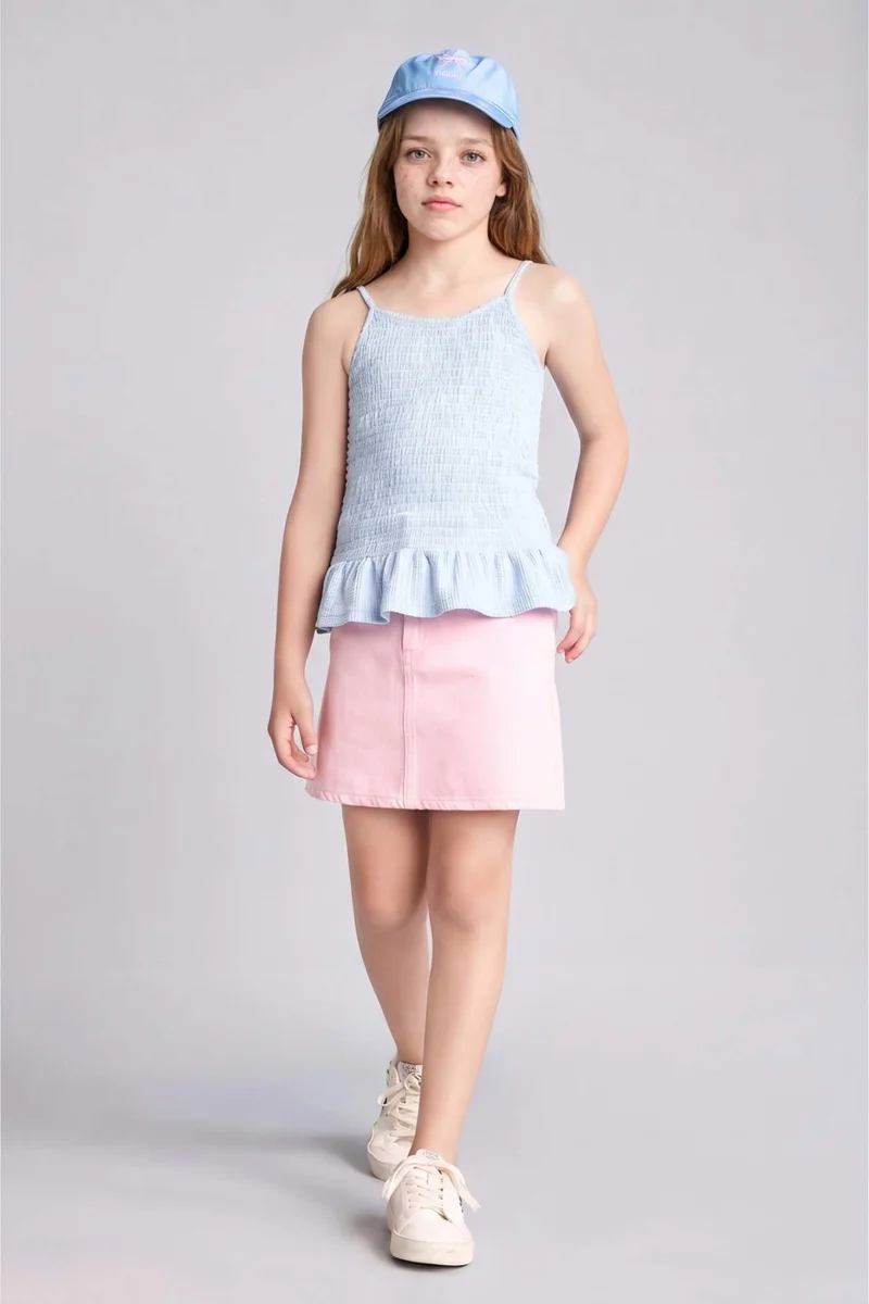 ديفاكتو Girl Crinkle Fabric Tank Top