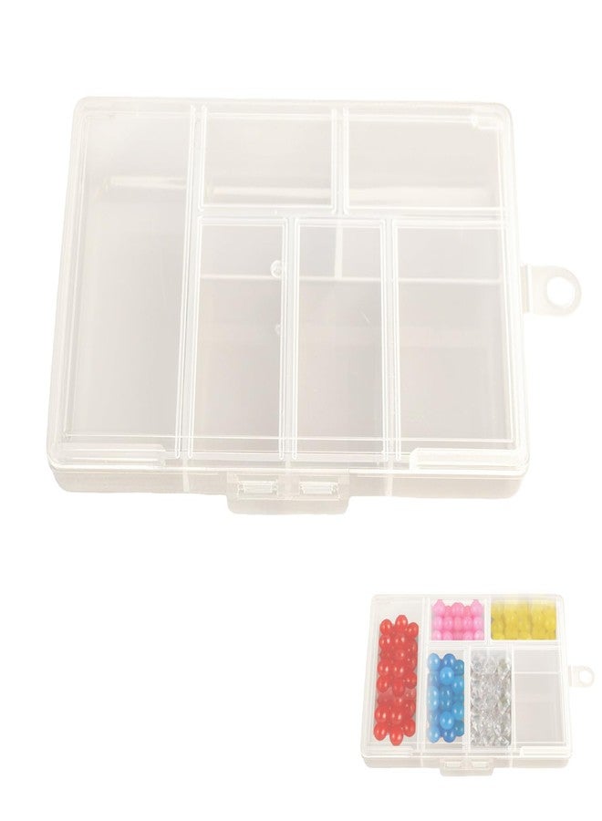 ZGGAZCA Small Bead Organizer Mini Box Plastic Divided Storage Container with 6 Compartments Craft Jewelry Boxes with Divider Travel Item Containers and Compartment Box for Beads and Accessories - Image 1