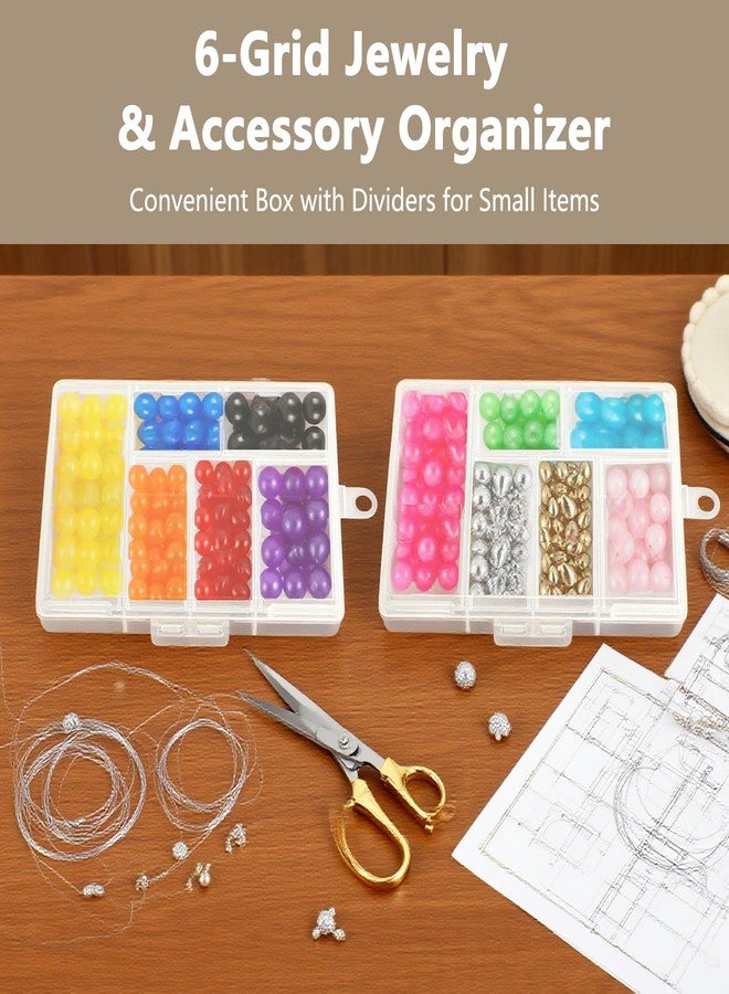 ZGGAZCA Small Bead Organizer Mini Box Plastic Divided Storage Container with 6 Compartments Craft Jewelry Boxes with Divider Travel Item Containers and Compartment Box for Beads and Accessories - Image 2