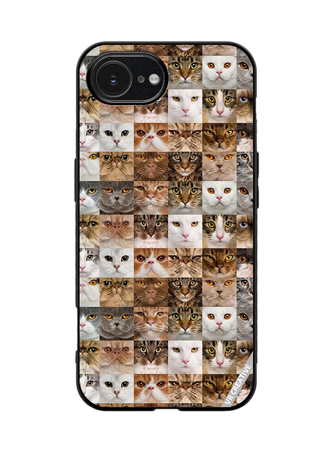 Protective Case Cover For Apple iPhone 16e Cat Faces Design Multicolour