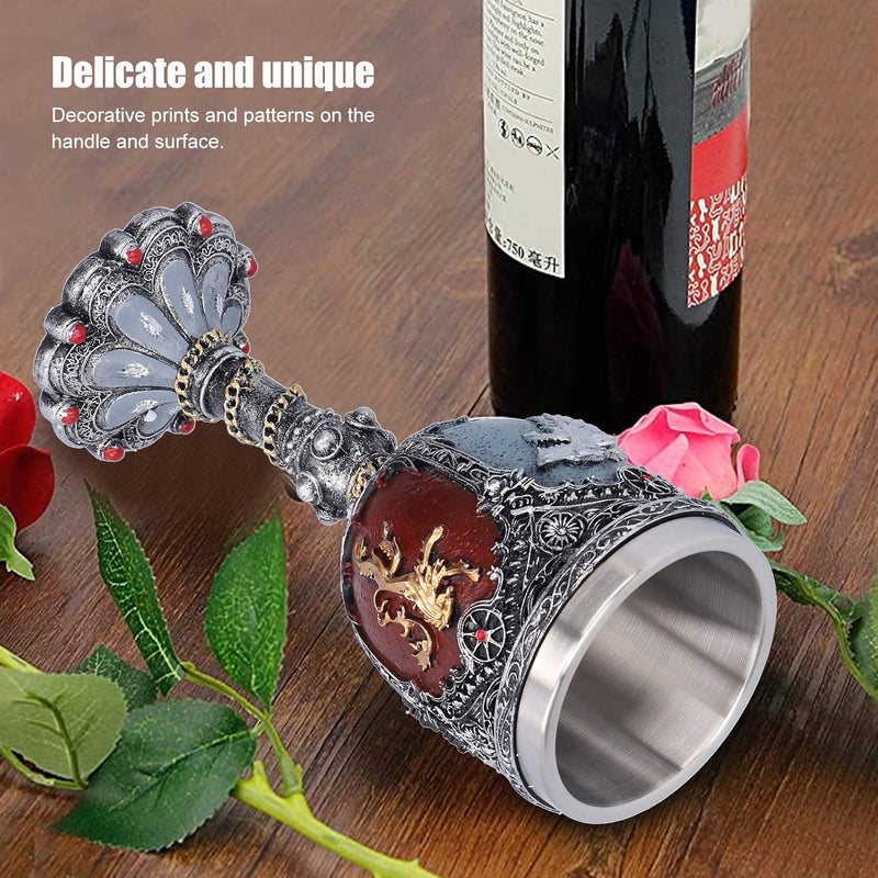 comfrt Goblets and Chalices, Vintage 3D Dragon Pattern Wine Glasses Cup Resin for Champagne Wine Cocktail Whiskey Bar Accessory - Image 4