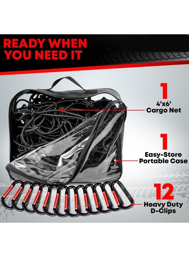 HOMESTAR Cargo Net for Pickup Truck Bed (4' x 6' Stretches to 8' x 12') Heavy Duty Pickup Truck Bed Accessories - 12 Metal Carabiners, Bungee Mesh Accessory with Strap Hooks for SUV, Trailer Tarp - Image 3