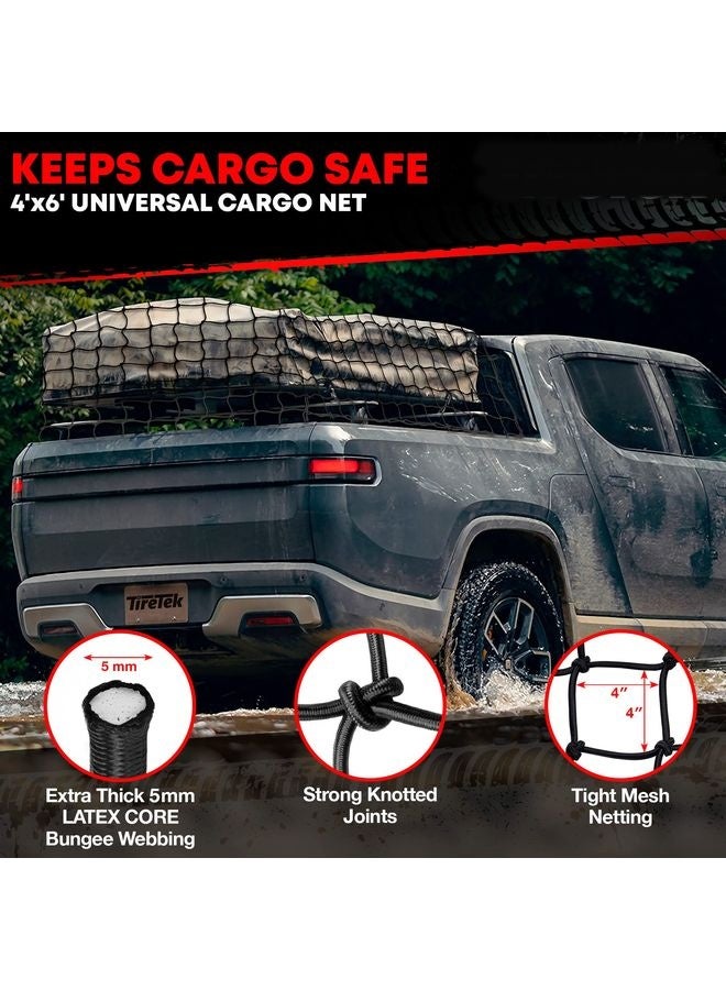 HOMESTAR Cargo Net for Pickup Truck Bed (4' x 6' Stretches to 8' x 12') Heavy Duty Pickup Truck Bed Accessories - 12 Metal Carabiners, Bungee Mesh Accessory with Strap Hooks for SUV, Trailer Tarp - Image 5