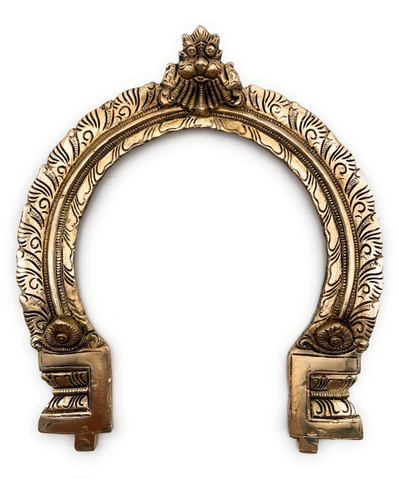 Bhunes Brass Prabhavali Halo Frame for Murti, Decorative Aura Arch for Ganesh Krishna Laxmi Shiva Parvati Vishnu Lakshmi Idol Pooja Temple Decor, Gold, 11 Inch, 1 Piece - Image 2