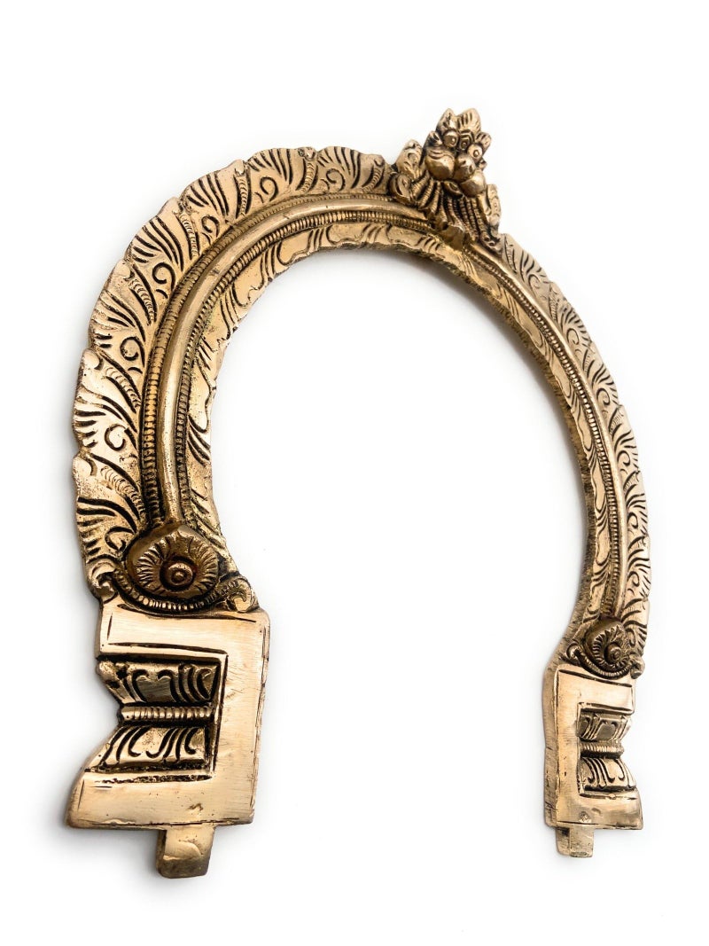Bhunes Brass Prabhavali Halo Frame for Murti, Decorative Aura Arch for Ganesh Krishna Laxmi Shiva Parvati Vishnu Lakshmi Idol Pooja Temple Decor, Gold, 11 Inch, 1 Piece - Image 3
