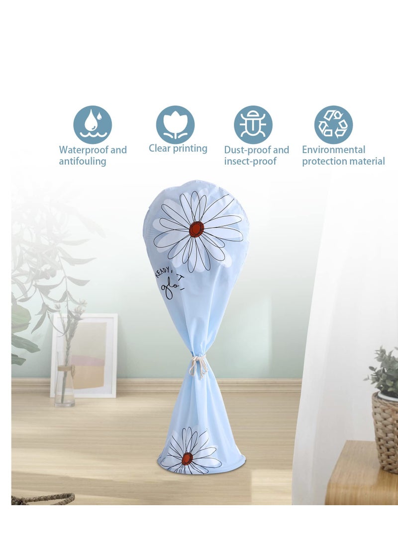 SYOSI - NALACAL Fan Dust Cover Waterproof Dustproof Fan Cover, 2 Pack Washable Standing Round Fan Dust-Proof Cover, Household Floor Fan Cover Protective Cover (Blue Sun Flower) - Image 1
