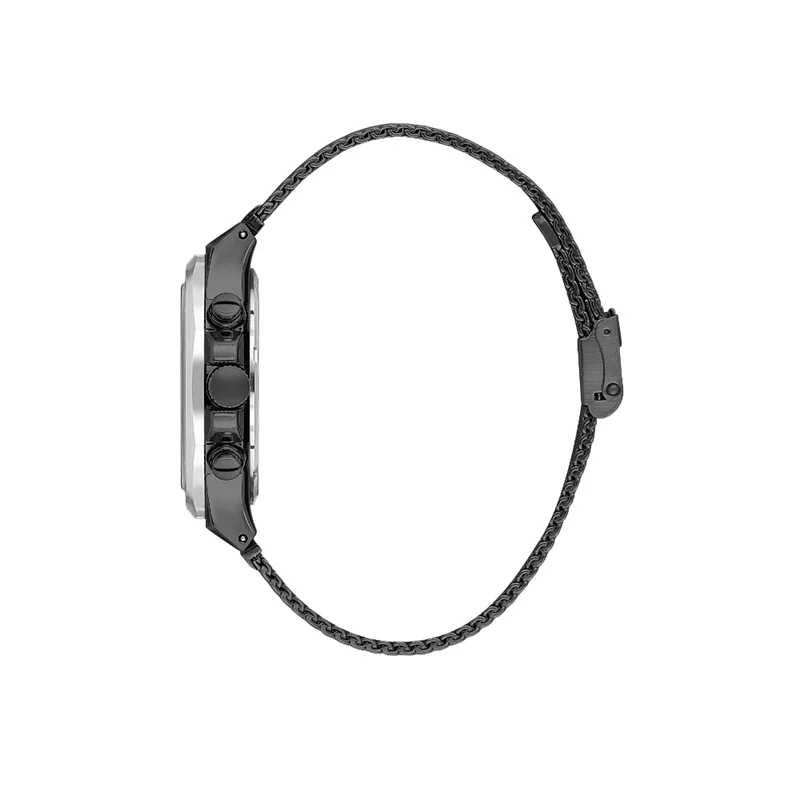 DANIEL KLEIN Men's Mesh Band Black and Silver Alloy Case Analog Blue Round Double Layer Dial Japanese Quartz Exclusive 50 Meters Water Resistant