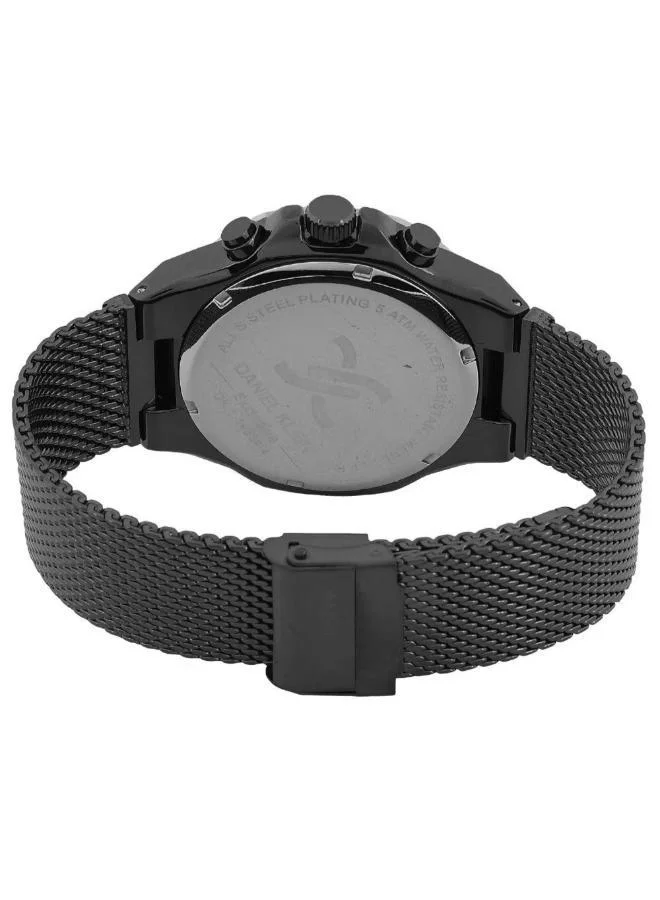 DANIEL KLEIN Men's Mesh Band Black and Silver Alloy Case Analog Blue Round Double Layer Dial Japanese Quartz Exclusive 50 Meters Water Resistant